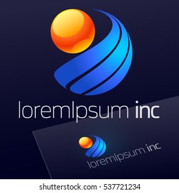 Abstract icon, vector sign, decorative emblem on dark Background. Logo for Business, Tourism and Travel