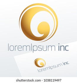 Abstract Icon, Vector Sign, Golden Logotype in sphere shape. Logo for Media, Fashion, Cosmetics