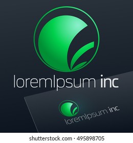 Abstract icon, vector sign, green logotype in sphere shape. Cosmetic, Pharmacy and Medicine activity
