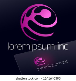 Abstract Icon, Vector Sign, Logotype in Sphere Shape. Logo for Media, Fashion, Cosmetics