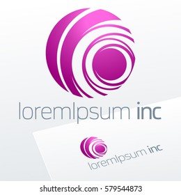 Abstract icon, vector sign, logotype in sphere shape. Logo for Media, Fashion, Cosmetics