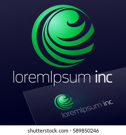 Abstract icon, vector sign, logotype in sphere shape. Logo for Ecology, Pharmacy, Medicine activity