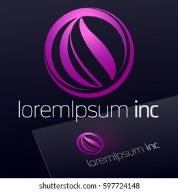 Abstract icon, vector sign, logotype in sphere shape. Logo for Media, Fashion, Cosmetics