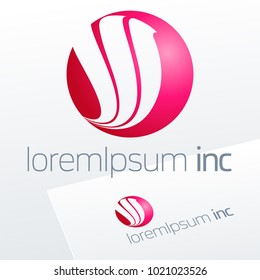 Abstract icon, vector sign, pink logotype in sphere shape. Logo for Fashion and Cosmetics