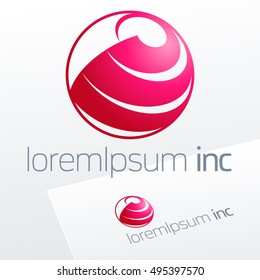 Abstract icon, vector sign, pink logotype in sphere shape. Logo for Media, Fashion, Cosmetic, Beauty activity