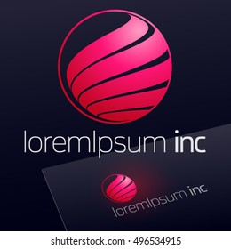 Abstract icon, vector sign, pink logotype in sphere shape. Logo for Media, Fashion, Cosmetics