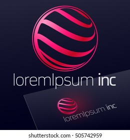 Abstract icon, vector sign, pink logotype in sphere shape. Logo for Media, Fashion, Cosmetics