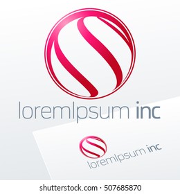 Abstract icon, vector sign, pink logotype in sphere shape. Logo for Media, Fashion, Cosmetics