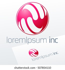 Abstract icon, vector sign, pink logotype in sphere shape. Logo for Media, Fashion, Cosmetics
