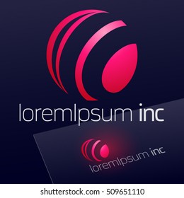 Abstract icon, vector sign, pink logotype in sphere shape. Logo for Media, Fashion, Cosmetics