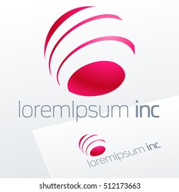 Abstract icon, vector sign, pink logotype in sphere shape. Logo for Media, Fashion, Cosmetics