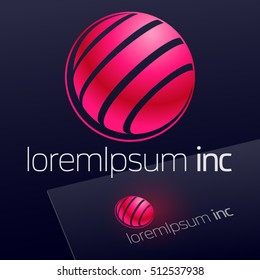 Abstract icon, vector sign, pink logotype in sphere shape. Logo for Media, Fashion, Cosmetics