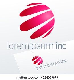 Abstract icon, vector sign, pink logotype in sphere shape. Logo for Media, Fashion, Cosmetics