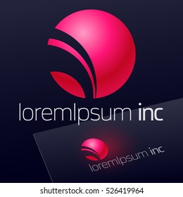 Abstract icon, vector sign, pink logotype in sphere shape. Logo for Media, Fashion, Cosmetics