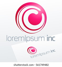 Abstract icon, vector sign, pink logotype in sphere shape. Logo for Media, Fashion, Cosmetics