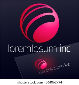 Abstract icon, vector sign, pink logotype in sphere shape. Logo for Media, Fashion, Cosmetics