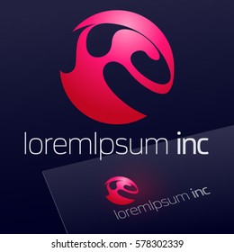 Abstract icon, vector sign, pink logotype in sphere shape. Logo for Media, Fashion, Cosmetics