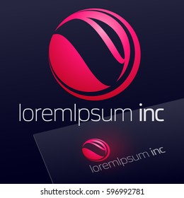 Abstract icon, vector sign, pink logotype in sphere shape. Logo for Media, Fashion, Cosmetics