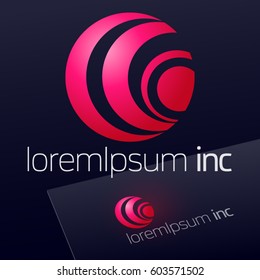 Abstract icon, vector sign, pink logotype in sphere shape. Logo for Media, Fashion, Cosmetics