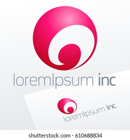 Abstract icon, vector sign, pink logotype in sphere shape. Logo for Media, Cosmetics and Fashion
