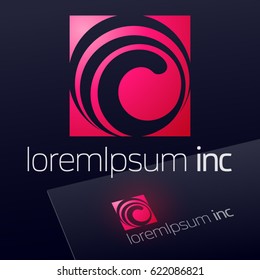 Abstract icon, vector sign, pink logotype for Media, Fashion, Cosmetics