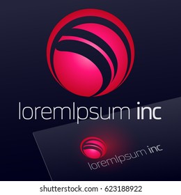 Abstract icon, vector sign, pink logotype in sphere shape. Logo for Media, Fashion, Cosmetics