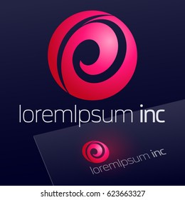 Abstract icon, vector sign, pink logotype in sphere shape. Logo for Media, Fashion, Cosmetics