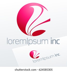 Abstract icon, vector sign, pink logotype in sphere shape. Logo for Media, Fashion, Cosmetics