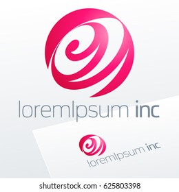 Abstract icon, vector sign, pink logotype in sphere shape. Logo for Media, Fashion, Cosmetics