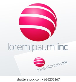 Abstract icon, vector sign, pink logotype in sphere shape. Logo for Media, Fashion, Cosmetics