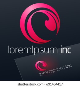 Abstract icon, vector sign, pink logotype in sphere shape. Logo for Media, Fashion, Cosmetics