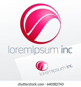 Abstract icon, vector sign, pink logotype in sphere shape. Logo for Media, Fashion, Cosmetics
