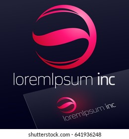 Abstract icon, vector sign, pink logotype in sphere shape. Logo for Media, Fashion, Cosmetics