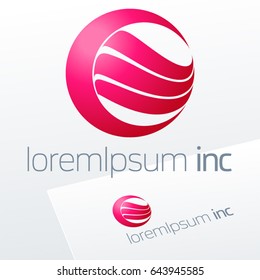 Abstract icon, vector sign, pink logotype in sphere shape. Logo for Media, Fashion, Cosmetics