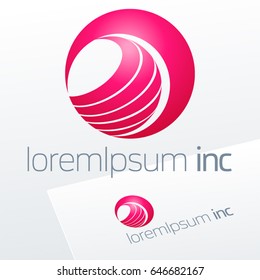 Abstract icon, vector sign, pink logotype in sphere shape. Logo for Media, Fashion, Cosmetics
