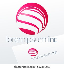 Abstract icon, vector sign, pink logotype in sphere shape. Logo for Media, Fashion, Cosmetics