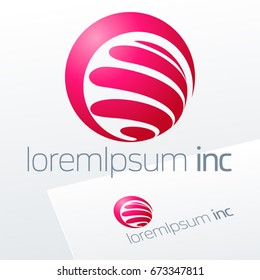 Abstract icon, vector sign, pink logotype in sphere shape. Logo for Media, Fashion, Cosmetics