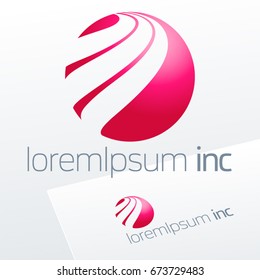 Abstract icon, vector sign, pink logotype in sphere shape. Logo for Media, Fashion, Cosmetics