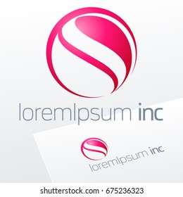 Abstract icon, vector sign, pink logotype in sphere shape. Logo for Media, Fashion, Cosmetics