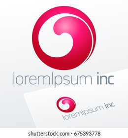 Abstract icon, vector sign, pink logotype in sphere shape. Logo for Media, Fashion, Cosmetics