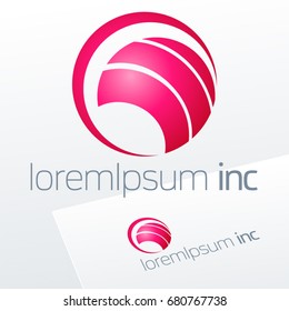 Abstract icon, vector sign, pink logotype in sphere shape. Logo for Media, Fashion, Cosmetics