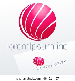 Abstract icon, vector sign, pink logotype in sphere shape. Logo for Media, Fashion, Cosmetics
