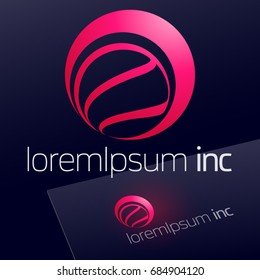 Abstract icon, vector sign, pink logotype in sphere shape. Logo for Media, Fashion, Cosmetics