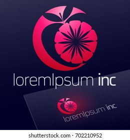 Abstract icon, vector sign, pink logotype in sphere shape. Logo for Media, Fashion, Cosmetics.