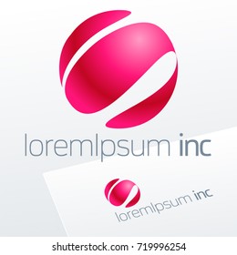 Abstract icon, vector sign, pink logotype in sphere shape. Logo for Media, Fashion, Cosmetics