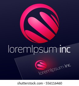 Abstract icon, vector sign, red logotype in sphere shape. Logo for Fashion, Cosmetic, Beauty activity