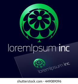 Abstract icon, vector sign in sphere shape. Logo for Ecology, Cosmetic, Pharmacy and Medicine activity