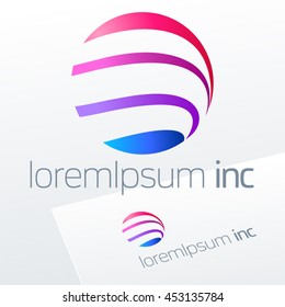 Abstract icon, vector sign in sphere shape. Colorful logo for Business, Technology, Corporation.