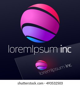 Abstract icon, vector sign in sphere shape. Colorful logo for Business, Technology, Corporation.