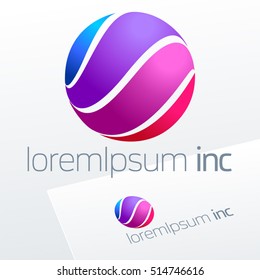 Abstract icon, vector sign in sphere shape. Colorful logo for Business, Technology, Corporation.